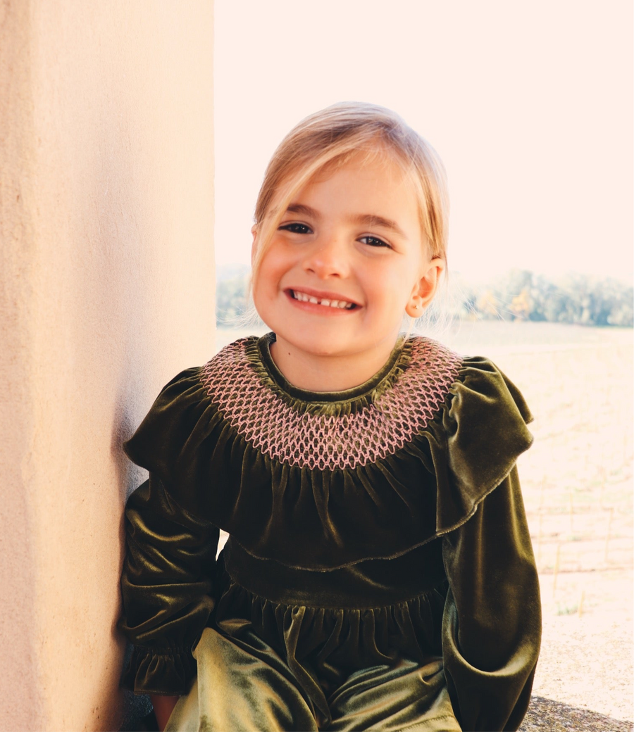 Vestido Smock Terciopelo Verde