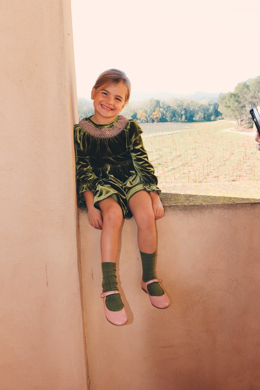 Vestido Smock Terciopelo Verde