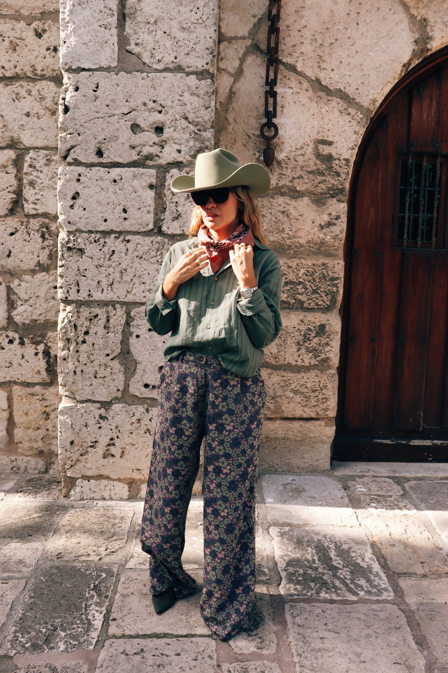 Pantalón Bambula Flores Morado MUJER