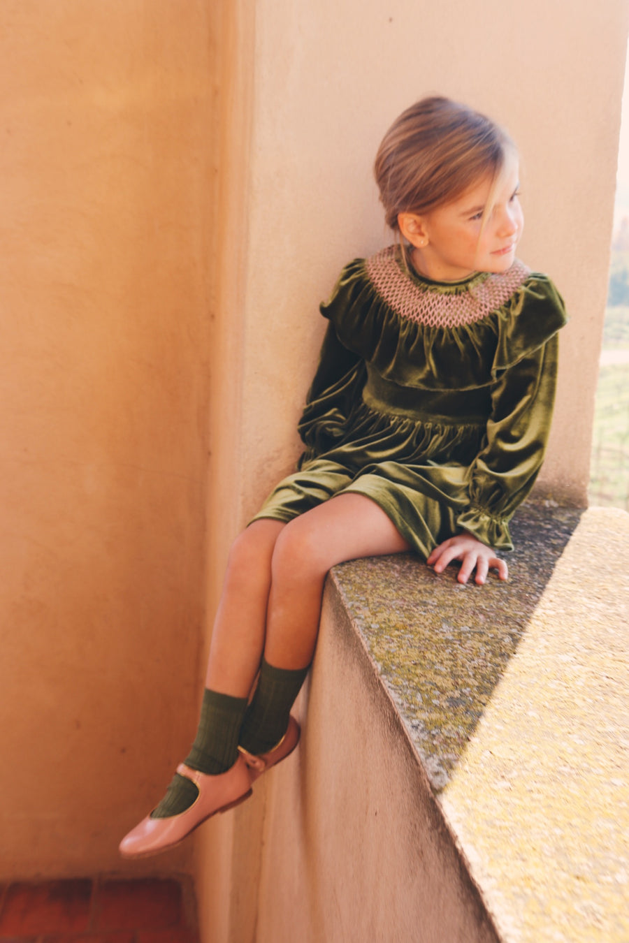 Vestido Smock Terciopelo Verde