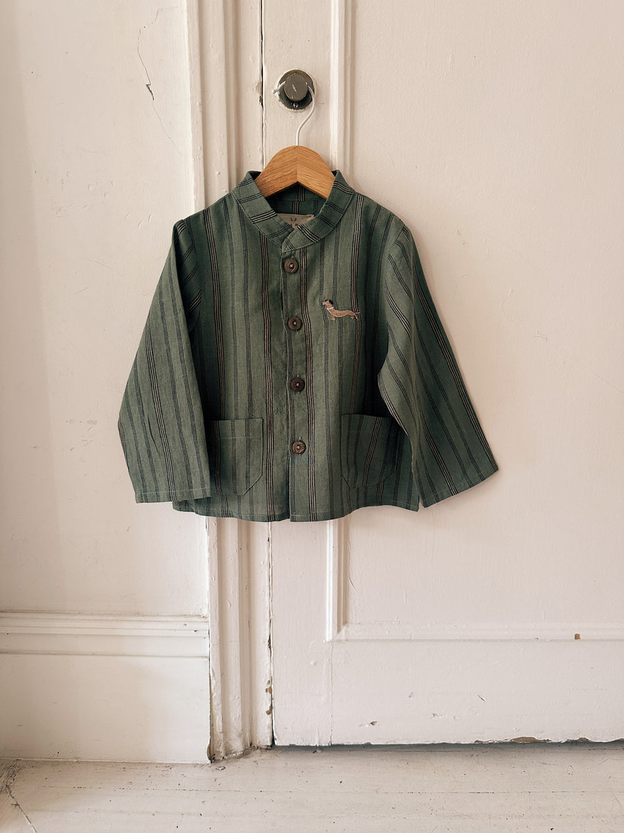 Camisa Mao Lino Rayas Verde