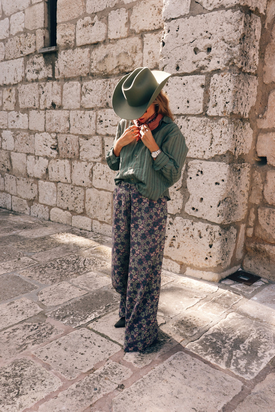 Pantalón Bambula Flores Morado MUJER